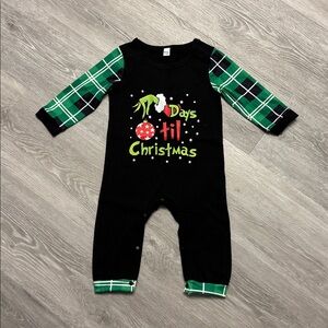Black and Green Christmas Baby Onesie